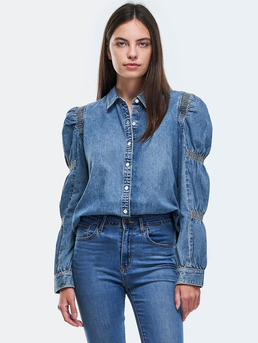 levis malaysia womens zuma cinched sleeve blouse A18830002 10 Model Front